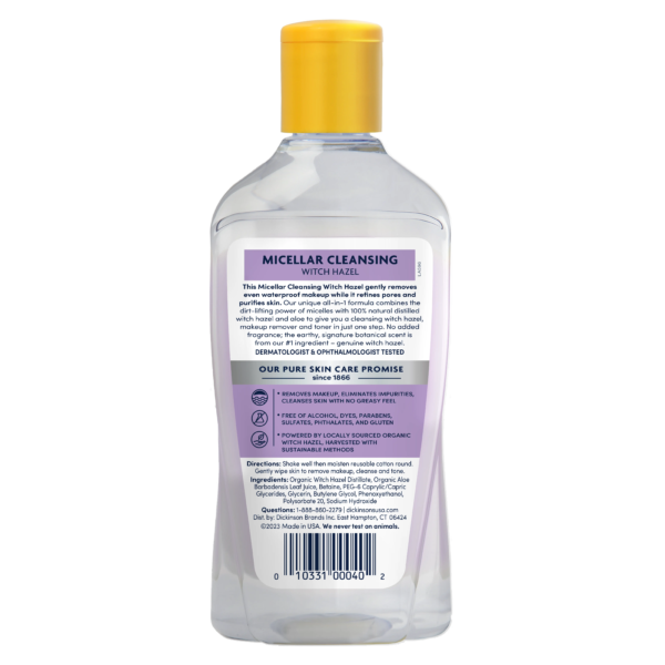 Dickinsons Micellar Cleansing Witch Hazel - Back LA596 sqr